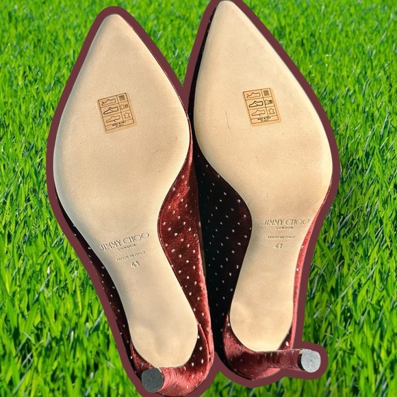 NWT Jimmy Choo ‘Romy 100’ Pumps in “Grape / Silver” Glitter Spotted Velvet Sz 41 - Picture 15 of 16